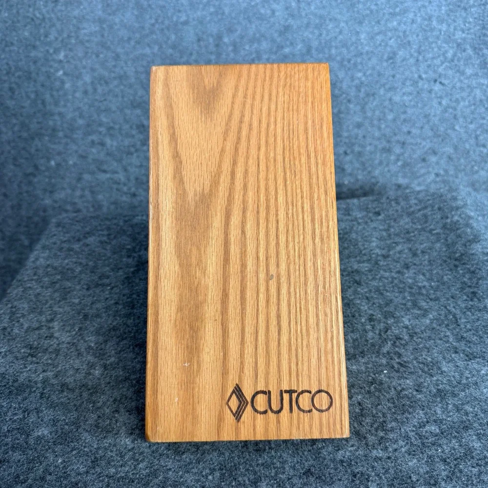 Cutco Vintage Oak Wood 5 Slot Knife Block‎ with Metal Wire Stand Honey Brown
